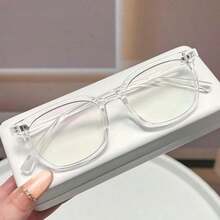 2026 New Retro Square Fashion Glasses, Cat-Eye Oversized Frame, European And American Style, Sturdy Spring Hinge, Perfect For Halloween And Christmas Gifts - Suitable For Women's Everyday Wear - Clear Lenses - trắng - Xem 7