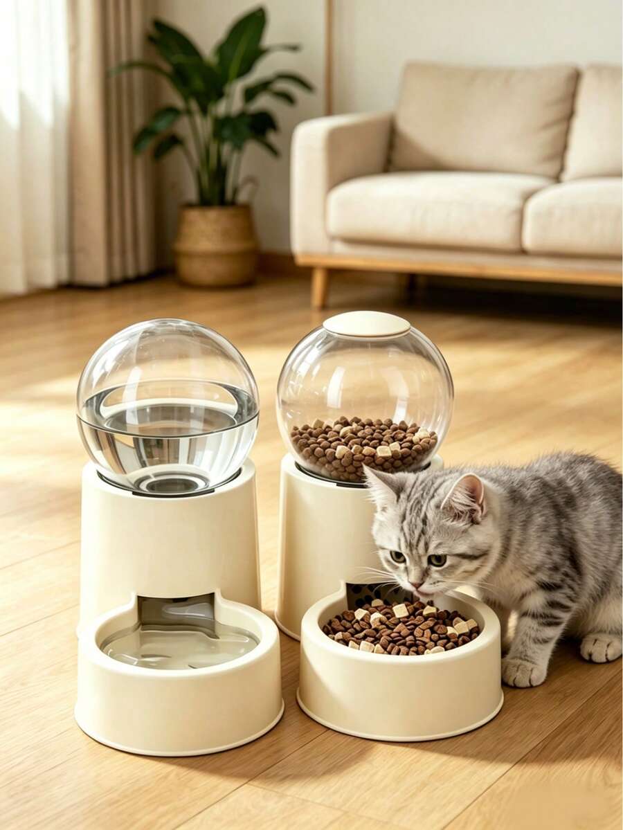 Dispensador automático de agua para gatos/perros, comedero automático para mascotas y equipo de almacenamiento y dispensador de alimento para mascotas, adecuado para propietarios de gatos/perros de interior, diseño único, fácil de usar. - 0,8 L - Ver 1