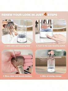 Three In One Electric Makeup Brush Cleaner (Cleaning+Drying+Storage), Including Silicone Pad, New USB Automatic Rotation, Suitable For All Sizes Of Makeup Brushes, Thorough Cleaning, Personal Care, Personal Cleaning Tool, Makeup Brush Cleaning And Drying Tool, Is The Perfect Gift For Mother's Day And Easter. - White - 查看 6