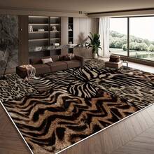 1PC  Zebra And Leopard Print Pattern 5x7 Washable Area Rugs For Living Room Bedroom, Velvet Material Low-Pile Carpet Suitable For Indoor Outdoor High Traffic Areas,  Modern Style Holiday Print Mat - A - Xem 3