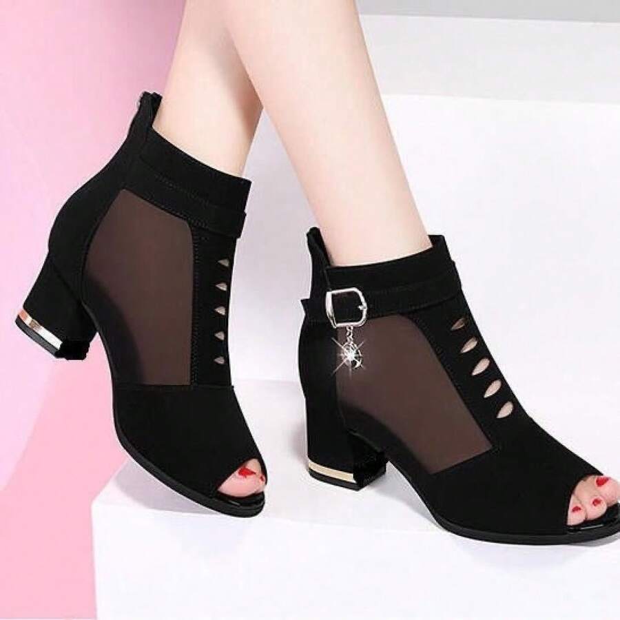 Women Heeled Sandals - Black - View 1