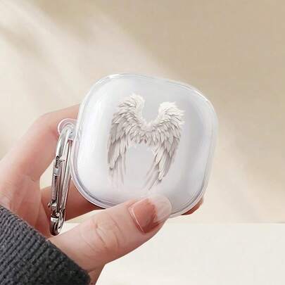 一套，天使翅膀图案透明耳机保护套，兼容三星 Galaxy Buds/Buds Pro/Buds2/Buds2 Pro/Buds LIVE/Buds FE/Buds+ 耳机，新款无线耳机保护套，适用于 Galaxy Buds 4，送给男友/女友的礼物，情人节、节日、母亲节皆宜
