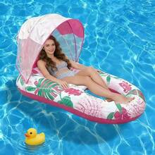 Phao bơi có mái che - Phao bơi bơm hơi dành cho người lớn, ghế nằm thư giãn, bè nổi cho hồ bơi, hồ nước, phao thư giãn có giá để cốc, thích hợp cho tiệc bãi biển, hồ bơi. - nhiều màu - Xem 2