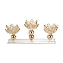 1 set Porte-bougie en cristal de luxe français en forme de fleur de lotus, décoration de table de dîner romantique à la bougie pour mariage, porte-bougie en verre pour décoration de la maison - chandelier - Voir 6