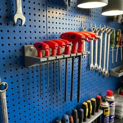 1 cái Giá đỡ tay cầm hình chữ T dùng để đựng tua vít, cờ lê lục giác, các bộ phận và phụ kiện nhỏ, làm bằng nhựa, giá đựng tua vít điều khiển từ xa và dụng cụ.