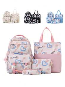 时尚迷彩爱心印花大容量多功能通勤背包，休闲宽敞多功能背包手提包 - 彩色 - 查看 1