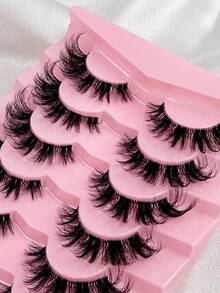 7 Pairs DD Curl New Cat Eye False Eyelashes Natural & Lengthening Soft Transparent Band Lashes Flared Ends To Elongate Eyes Faux Mink Lashes Makeup Use - Black - View 4