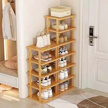 Estantería vertical para zapatos de bambú y madera DIY - Estantería de almacenamiento vertical multifuncional, organizador de espacio para el hogar, adecuado para varias habitaciones, estructura de tabla de madera - Multicolor - Ver 4
