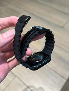 1 dây đeo đồng hồ silicon từ tính tương thích với Apple Watch 46/45/41/40/42/38/49/44mm, phù hợp với SE/S11/10/9/8/7SE4/5/6/3/2/1 Ultra 3/2/1, phụ kiện, thích hợp cho mùa xuân, hè, thu và đông. - màu đen - Xem 3