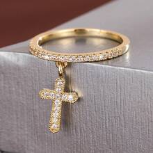 1pc Minimalist Cross Design Cubic Zirconia Inlaid Women Ring - Multicolor - View 13
