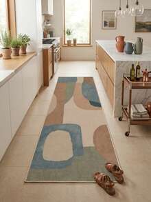 1pc Floor Mat/Rug (Rug, Carpet, Area Rug, Bath Mat, Bath Rug, Door Mat, Runners, Runner Rug), Modern Minimalist Luxury - Abstract Design Geometric Color Block Patchwork Pattern - Hallway Runner Carpet, Bathroom, Kitchen, Doorway, Entrance, Corridor, Bedside, Living Room, Bedroom, Etc.) + All-Season Soft Washable Rug, Home Decor - Multicolor - View 1