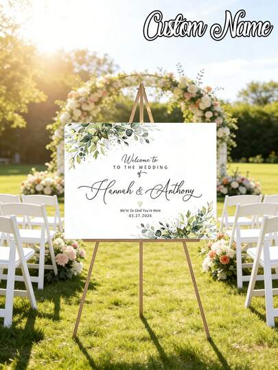 1 tấm bảng chào mừng đám cưới màu xanh lá cây cá nhân hóa, áp phích canvas không khung có thể tùy chỉnh - Bảng chào mừng đám cưới màu xanh lá cây, áp phích chào mừng đám cưới cây bạch đàn trang nhã, bảng chào mừng đám cưới cây cối có thể in, mẫu bảng chào mừng đám cưới màu xanh lá cây có thể tùy chỉnh