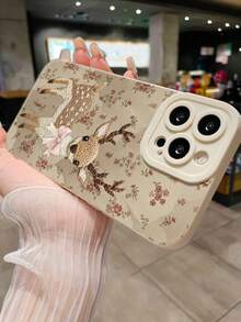 蝴蝶结鹿彩绘直边极简防震加厚手机保护壳，印花，兼容 17、17 Pro、17 Pro Max、15/16 Pro Max、XR/7/8、15 Pro Max、12 Pro Max、13 Pro Max、14 Pro Max、13、14、11、12P、14P、11P、12P、XS、XR、7/8P、7/8 GES2，适用于 A13 4G、A22、A21S、A51 4G、A52、S22 Ultra、A33 5G，适用于 Redmi 10、Note 11 4G、11 Lite、A53 TPU、A14、A23、S23 Ultra、S24、A14、A15、S23、A73 等手机。案例 - 彩色 - 查看 4