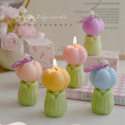 1支郁金香造型香氛蜡烛 - 一款迷人的花朵造型蜡烛，多种颜色可选。采用无烟大豆蜡制成，这款香氛蜡烛套装非常适合家居装饰、客厅点缀以及派对或生日装饰。它是生日和节日的理想礼物，能为任何场合营造愉悦的氛围。也适合婚礼装饰和婚礼回礼——是送给女性的绝佳礼物之选。