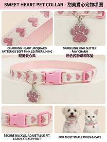 Delicate Heart-Shaped Pendant Pet Necklace, With Cat & Dog Accessories, Suitable For Small Cats And Dogs To Wear At Home And Outdoors All Year Round - Baby Pink - View 8