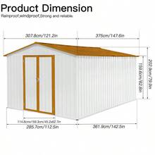 10x12 Ft Metal Garden Sheds Outdoor Storage Sheds White+Yellow - 白色 + 金屬1 - 查看 3