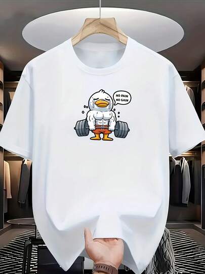 Camiseta unisex de algodón puro,[GimnasioCamisetaDivertidoMúsculoPatoGimnasioCamisetaconNoDolorNoGananciaEslogan-Levantamiento de pesasPatoparaEntrenamiento&InformalVeranoDesgaste-MotivacionalAcondicionamiento físicoRopa, camisetasdemujertopsdemujerblusascasualesparadamablusasparamujerblusascasualesparadama