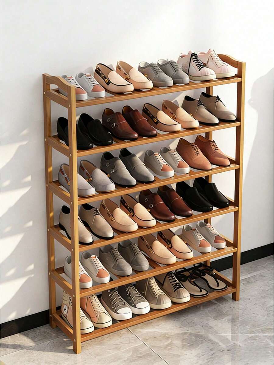 3/4/5-Layer Bamboo Shoe Rack, Wooden Storage Rack, Suitable For Entryways, Wardrobes And Dormitories, With A Sturdy Structure, Easy To Assemble, And A Space-Saving Design, Which Can Be Used To Store Shoes, Plants And Daily Necessities.