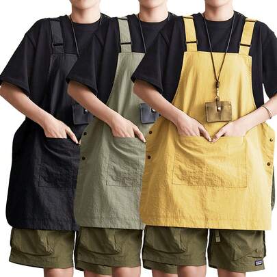 1pc High Quality Double Pocket Apron, With Large Pockets For Storage, Adjustable With Buckle Design, Stain & Splash Resistant, Easy To Clean. It Is A Kitchen Essential, Especially Suitable For Florists Flower Arranging And Gardening, Outdoor Painting, Graduation Parties, Travel And Camping, Kitchen Cleaning, Seafood Cooking, Outdoor Barbecue, Camping Picnics, And More. It Can Also Be Used As A Tool For Florists And Gardeners, Cafes, Hotels And Other Service Industries, And Is An Excellent Gift Choice For Holidays.