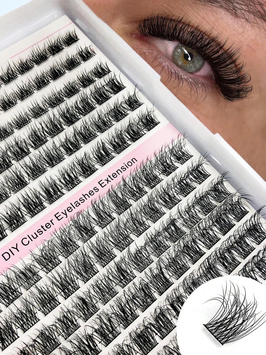 Asiteo 144pcs DIY Eyelash Extension DIY Lash Segmented Faux Mink Lashes Fluffy Messy Individual Lashes Clusters D Curl, 9-16mm Mix Lengths,Lash Clusters For Self Application At Home - D - View 1