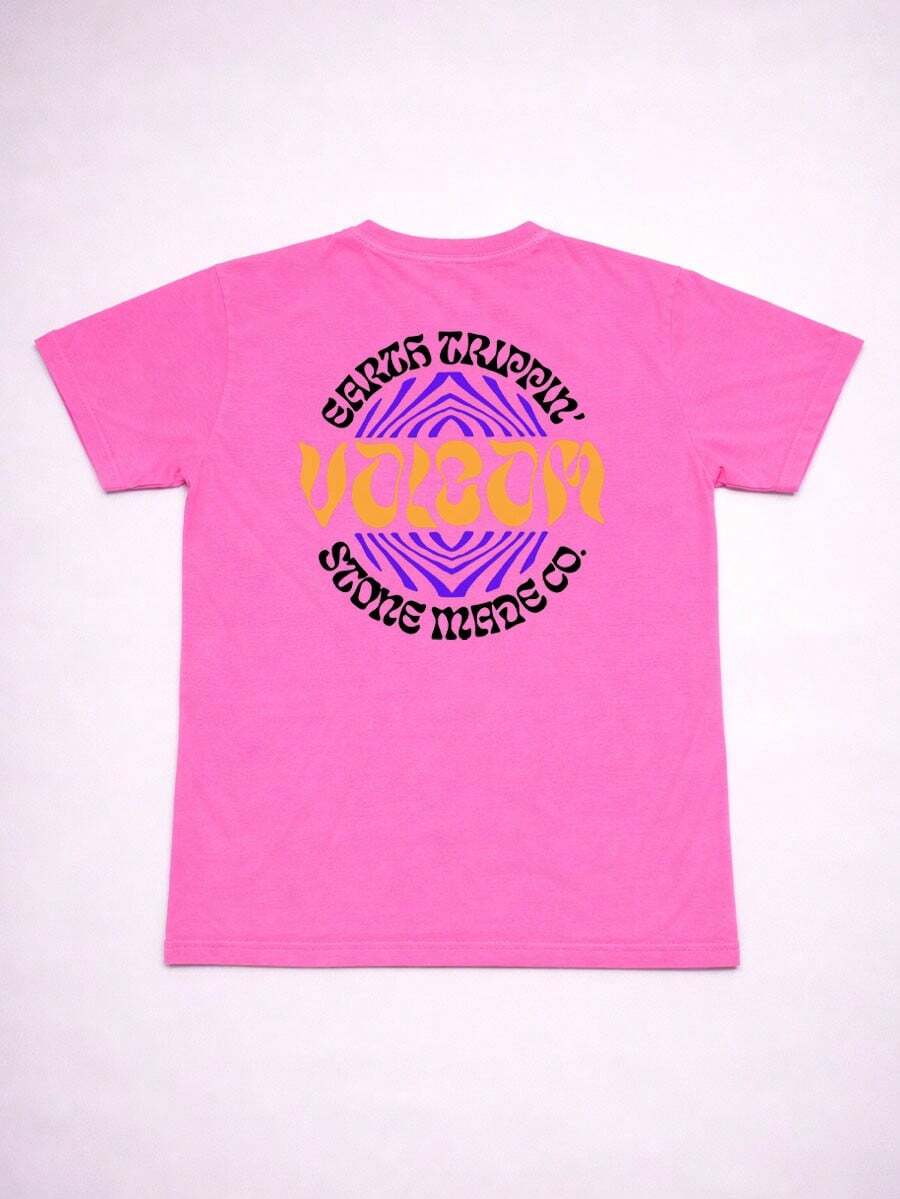 Stonewashed Basic Comfortable T-Shirt For Everyday Wear, Sizes PP To GG, Volcom Art Streetwear Urban Culture Street Fashion Street Graffiti Skater Skateboard Shirt Blouse Unisex Men's Women's 100% Cotton Top Premium Streetwear New Release Immediate Shipping Various Colors!! Plus Size - Rosa - 查看 1