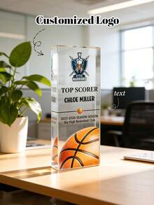 1 Cúp bóng rổ acrylic khắc logo và chữ tùy chỉnh - Giải thưởng cầu thủ ghi điểm cao nhất 3D cá nhân hóa, có thể tùy chỉnh với logo đội, tên và mùa giải | Quà tặng vinh danh thể thao cho các cầu thủ và đội bóng rổ | Trang trí bàn làm việc và trưng bày thành tích đội bóng - Nhiều màu - Xem 2