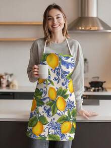 1pc, Lemon Pattern Polyester Apron, Suitable For Cooking, Baking, And Gardening - Can Be Used As Attire For The Kitchen And Dining - Multicolor - View 7