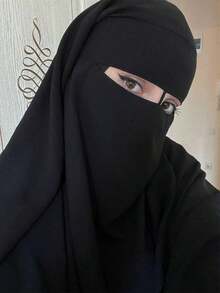 SGIAWETA-1pc Conservative Soft Solid Color Chiffon Hijab Casual Women Hijab Abaya Casual Under Cap Veiled Clothes-Birthdaygift - 黑色 - 查看 3