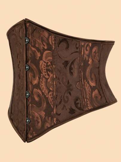 1 chiếc đai corset ngắn bằng vải jacquard, đai định hình eo cài nút dành cho nữ, thích hợp cho trang phục dự tiệc.