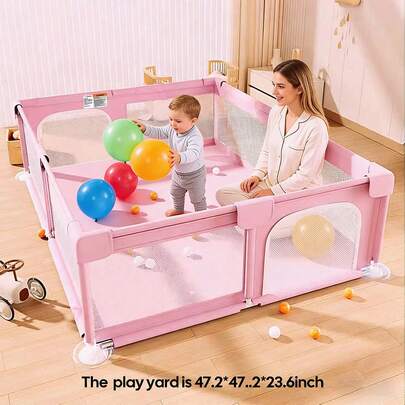 Parque infantil 3 en 1 de 120 x 120 x 60 cm: un práctico parque infantil que sirve como barandilla de cama, cama de juegos y zona de gateo, apto para uso interior y exterior, fácil de montar. Disponible en muchos colores, diseño duradero. El regalo ideal para bebés, parque infantil para la zona de juegos del hogar, parque infantil para niños pequeños, puerta de gateo para el salón, zona de juegos para bebés.