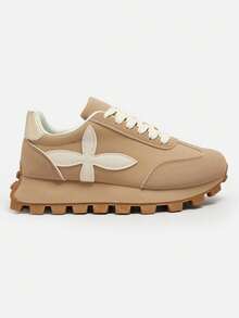 Hestia Women's Sports Sneakers With Thick Sole - Khaki - View 1