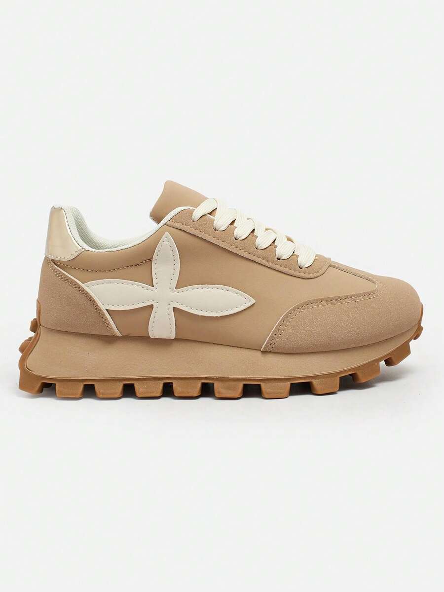 Hestia Women's Sports Sneakers With Thick Sole - Khaki - View 1
