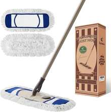 Dust Mop With Reusable Washable Pads - One Touch Replacement, Height Adjustable Handle, Total 2 Mop Cloths, Wet Dry Mops For Flo - B - 查看 6