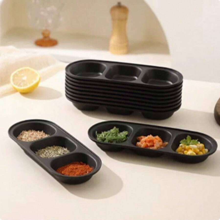 Đĩa đựng gia vị nướng nhiều ngăn, đĩa đựng nước chấm, đĩa đựng gia vị lẩu và nướng. - màu đen - Xem 1
