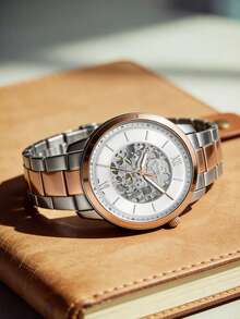 Fossil Neutra ME3196 Men's Stainless Steel Automatic Mechanical Watch With White Skeleton Dial - White - View 2