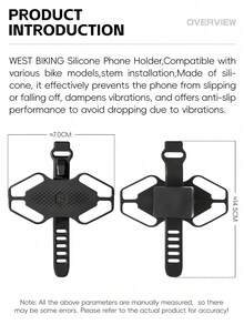 WEST BIKING Bicycle Phone Holder, Shock-Absorbing Silicone Mountain Bike Riding Universal Phone Navigation Bracket - Multicolor - View 3