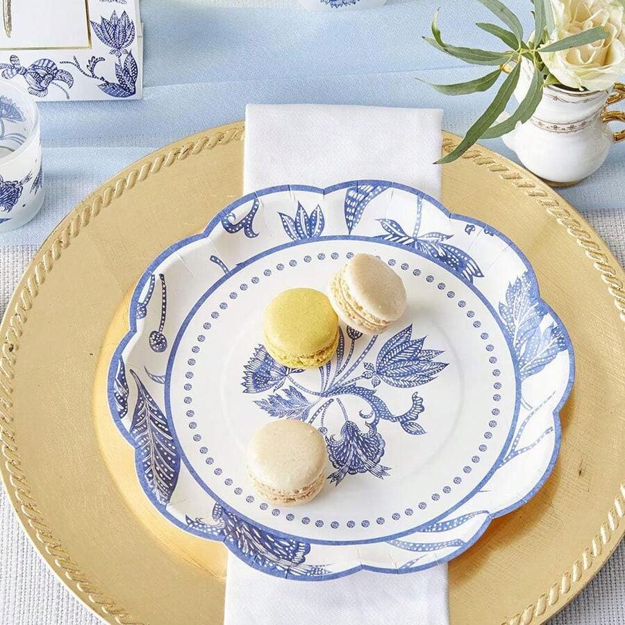 Kate Aspen Blue Willow 9 In.Decorative Premium Paper Plates (350 GSM Weight -Set Of 16) - Perfect For Bridal Showers And Weddings - 裝飾標誌套裝(8 件組) - 查看 1