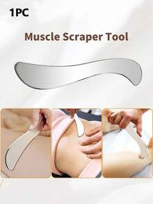1件/2件装不锈钢刮痧工具套装，身体按摩刮痧板，全身肌肉刮痧按摩器，皮肤按摩放松器，男女通用 - 銀色 - 查看 16