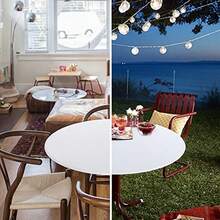 Obstal - Mantel redondo ajustable reversible impermeable resistente a las manchas mantel elástico extensible cubierta de mesa de fácil limpieza para uso en exteriores/interiores se adapta a - Blanco - Ver 2