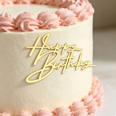 12pcs Of Birthday Cake Decoration Items, Cupcake Decoration Items, Golden Acrylic Cake Decoration Items, Birthday Cake Decoration Supplies For Birthday Party Desserts