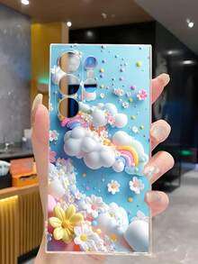 1个彩色彩虹云朵花纹软壳手机壳，兼容华为荣耀、Galaxy A04e/12/A13/A14/A34/A50/A52/A53/A54/S21/S22/S23/S24/S25/S25Ultra/S25FE/S26/S26 Plus/S26 Ultra/S26 Edge、6A/7A/8A、12T/13T/15T/15T Pro - 無色 - 查看 5