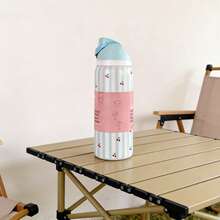 Owal 24oz/32oz Straw Insulated Water Bottle Double-Layer Stainless Steel Vacuum Thermal Mug For Sport And Travel - playful fight-32oz - 查看 1