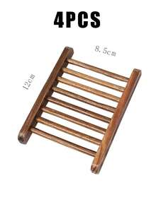 Khay đựng xà phòng bằng gỗ chống nấm mốc được nâng cấp - Khay đựng xà phòng bằng tre cacbon hóa màu tối có lỗ thoát nước, giá đựng xà phòng thủ công kiểu Bohemia cho phòng tắm/nhà bếp, giá đựng xà phòng chống thấm nước (Bộ 1/2/4 chiếc) - màu nâu - Xem 10