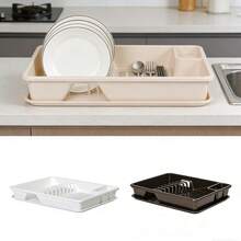 1 pieza 40*30cm Rejilla multiusos de drenaje, estante de almacenamiento de vajilla, cesta de drenaje, deshidratador, bandeja de agua de PP. Es grueso y duradero, sirviendo tanto para drenar como para almacenar. Es imprescindible para la cocina, un artículo de almacenamiento de cocina, adecuado para encimeras de cocina. El color se envía al azar. - Aproximadamente 37 cm - Ver 8