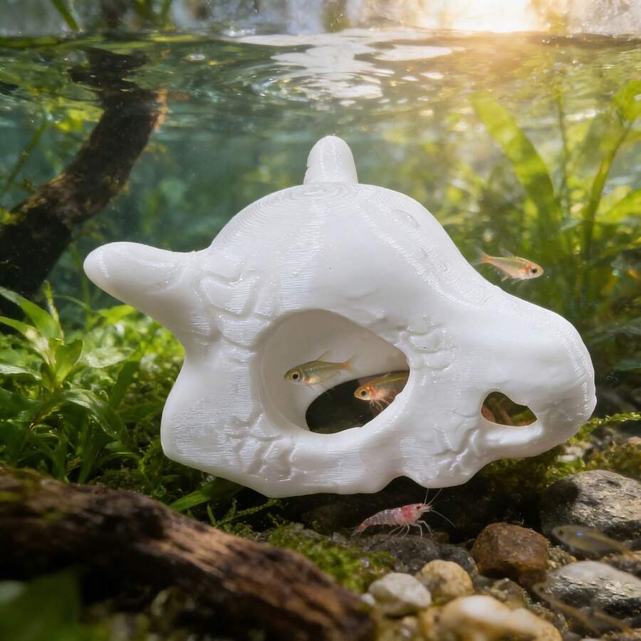 Schädel-förmige Aquarium Dekoration, kreative Fischbehälter Ornamente, sichere Haus Dekoration - A - Übersicht 1