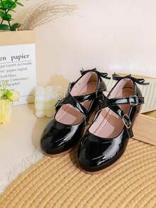 1 Pair Minimalist Fashion British Style Solid Color Elegant Flat Shoes For Girls, Suitable For Daily Wear, Spring/Summer - Black - View 4