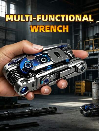 Juego de 16 en 1 de destornillador y llave plegable multifunción, con mango antideslizante y diseño giratorio, duradero y conveniente para reparaciones del hogar y automotrices, herramienta de mantenimiento portátil universal