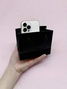 24入精緻黑色牛皮紙禮品袋，純色小巧便攜購物袋，加厚可重複使用手提袋，適用於精品店、婚禮、嬰兒派對、生日及伴娘禮物 - 查看 6