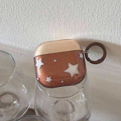 Korean Minimalist Splatter Paint Star + Circle Earphone Case Compatible With Apple Pro 3/Pro 2/4/3/2, Fashionable Women/Men Earphone Case