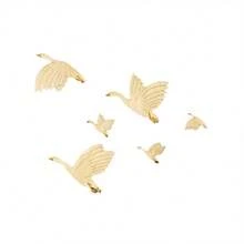 6pcs Cross-Border Wooden Goose Wall Decor, Nordic Style Flying Bird Wall Decoration, Home Children's Room Wooden Wall Sticker Decor - A - View 6